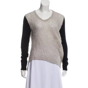 HELMUT LANG Colorblock Pattern Scoop Neck Sweater